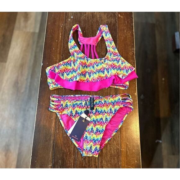 VIGOSS Girls' Big Wild Thing Two Piece Double Flounce Swimsuit - Picture 1 of 6